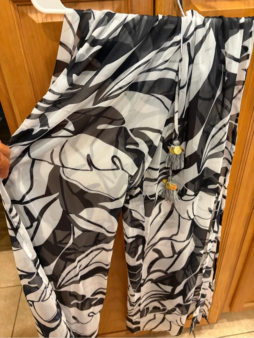Ramy Brook Sheer Floral Maxi Skirt - Black & White